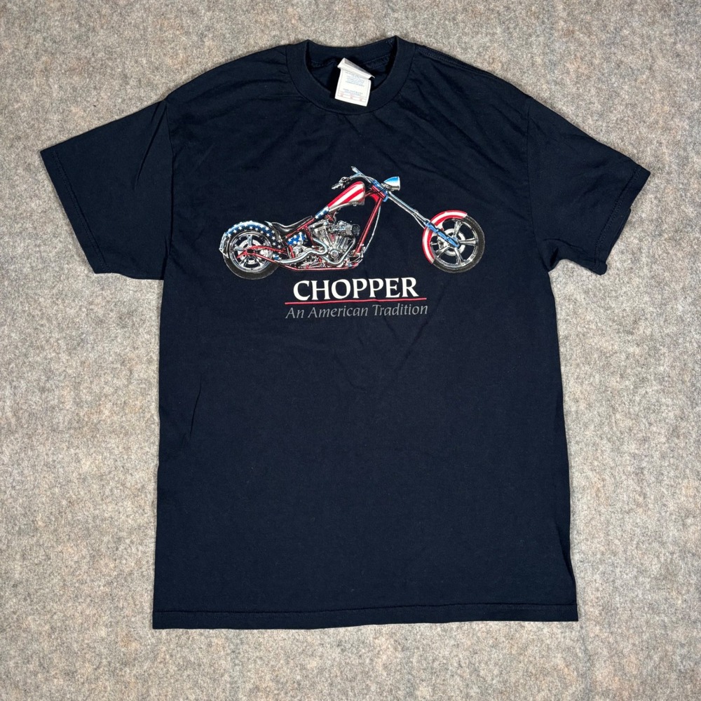 VTG Tennessee River Chopper Motorcycle T Shirt Mens M Black American Tradition‎